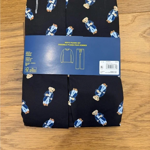 Polo Ralph Lauren Black Pajama Set with Bear Design - Picture 2 of 8